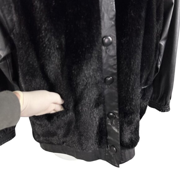 VTG Adolph Schuman For Lilli Ann L Leather Faux Fur Zip-Off Sleeve Vest Jacket - Picture 7 of 16